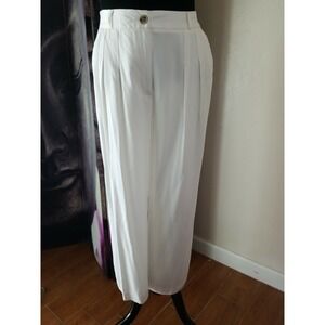 Worthington PETITE Women's Wide‎ Leg Pleat Front Pant sz PL NWT Polar Bear Ivory